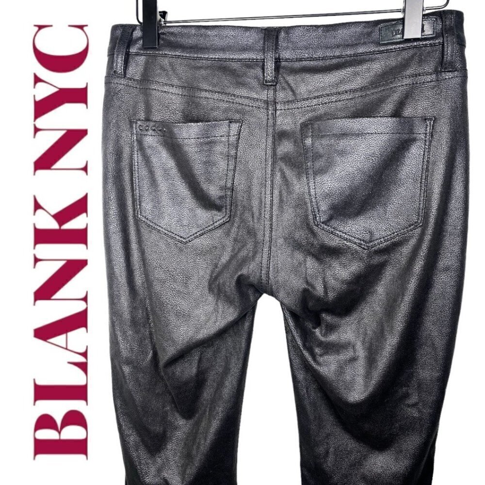 BLANK NYC Spray On Black Metallic Super Skinny Stretchy Ankle Pants, Size 27 - Picture 7 of 15
